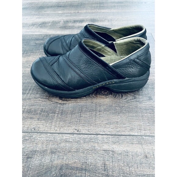 Merrell Primo Patch Loafers Clogs Shoes Womens Size 8 US 38.5 EU Black Leather - Picture 11 of 15
